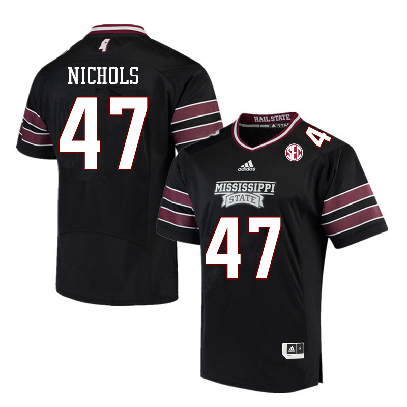 Men #47 Marshall Nichols Mississippi State Bulldogs College Football Jerseys Sale-Black
